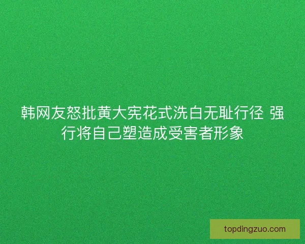 韩网友怒批黄大宪花式洗白无耻行径 强行将自己塑造成受害者形象